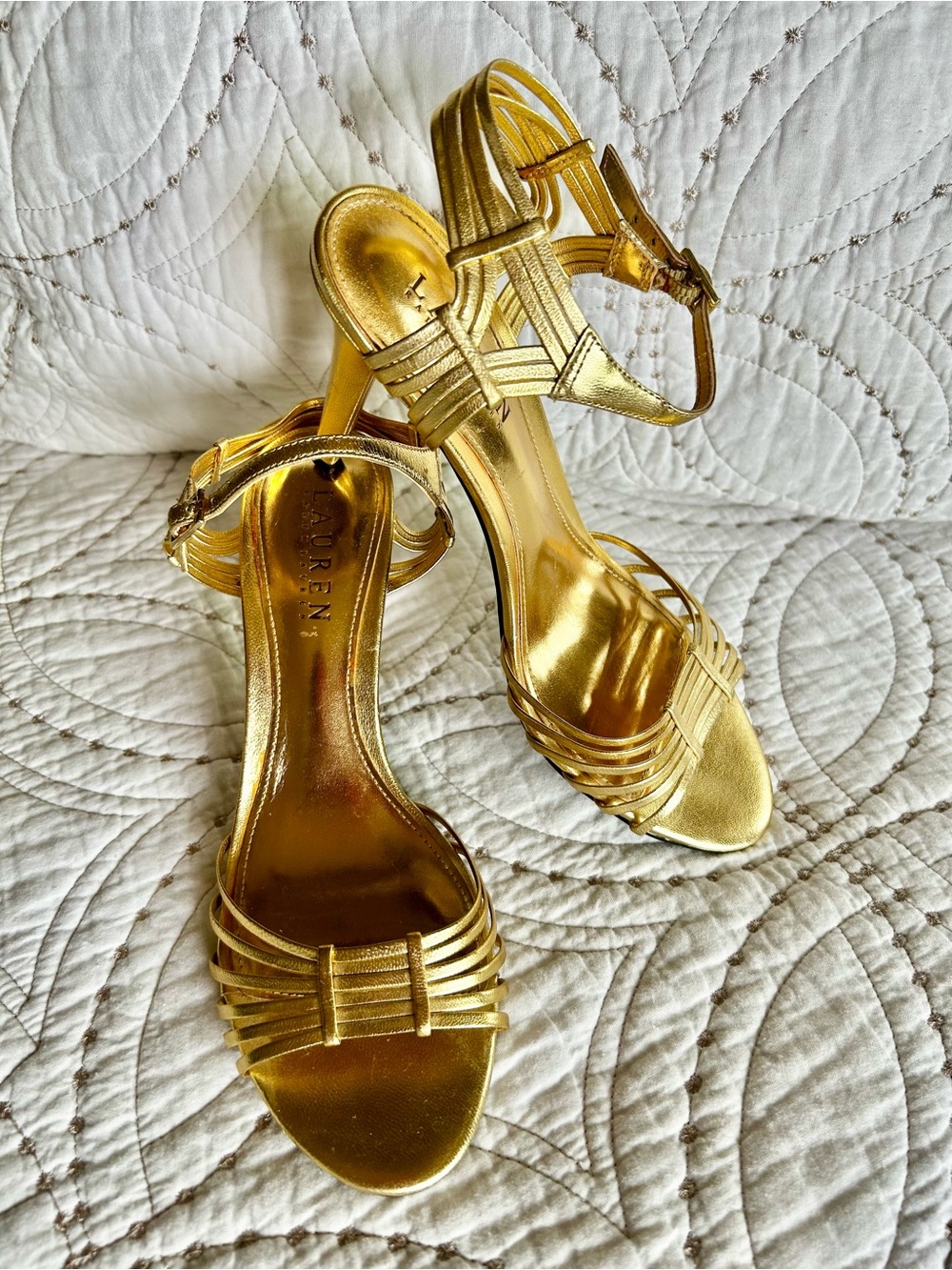 Lauren Ralph Lauren Gold Strappy Heeled Evening shoes